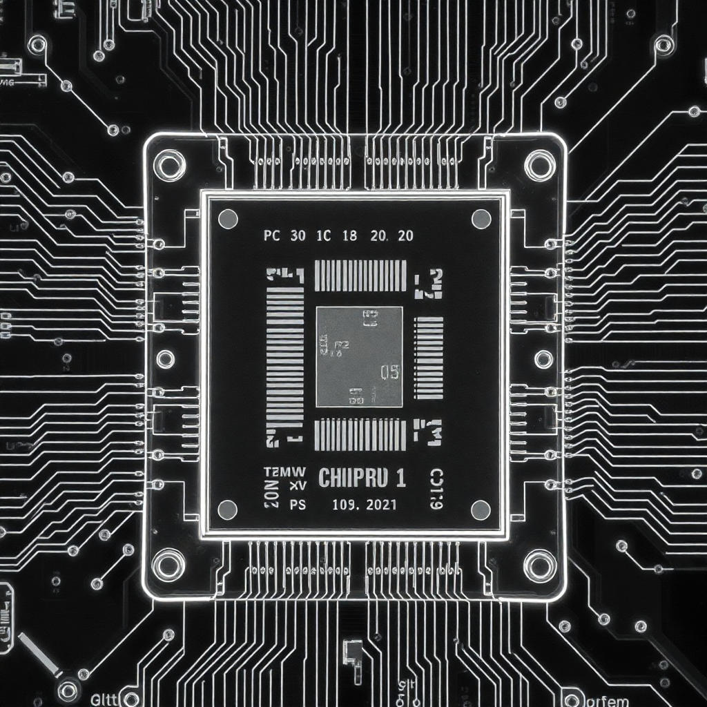 x-ray of microchip electronic component internal structure greyscale